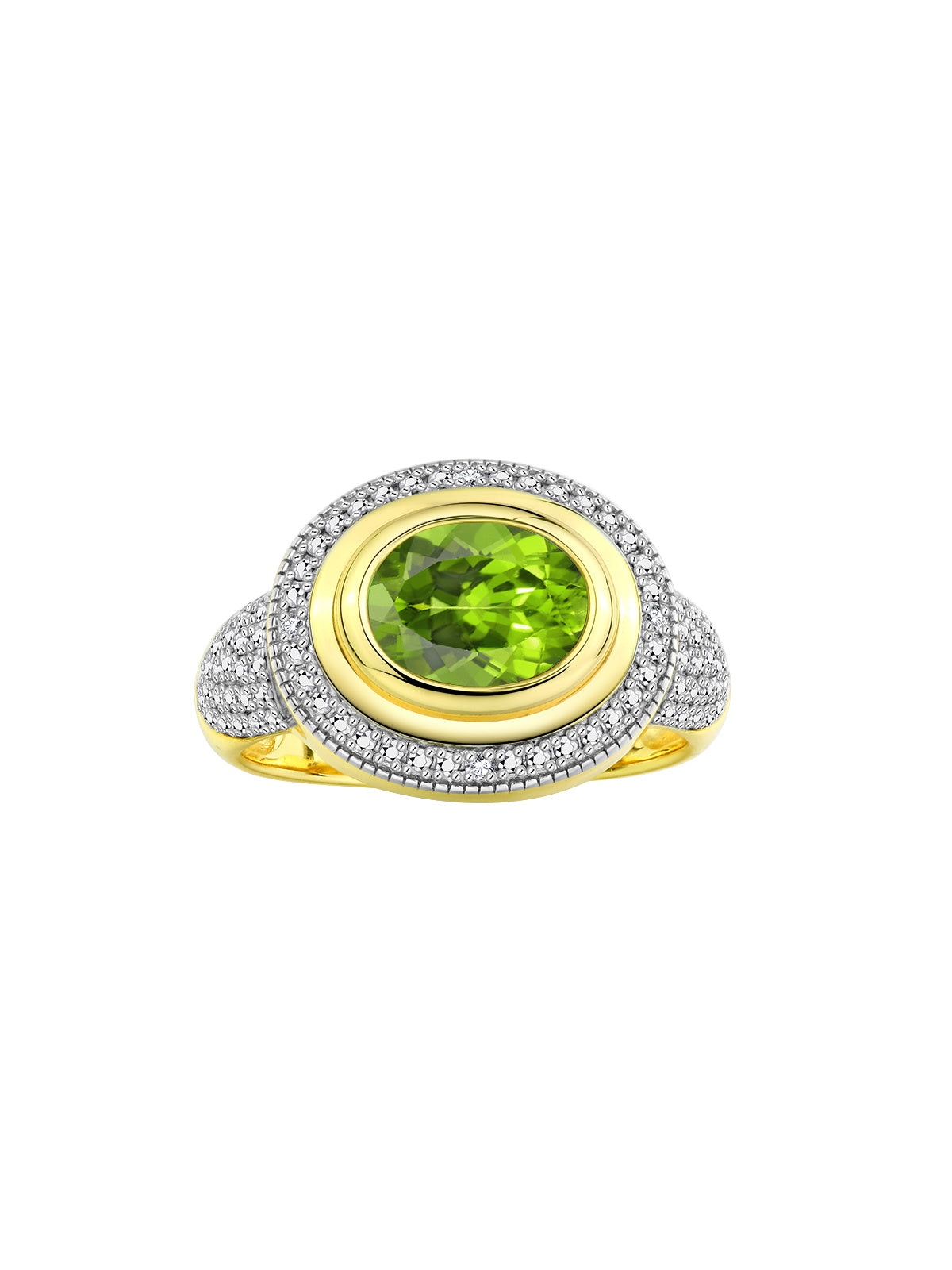 RYLOS Classic Ring with 9X7MM Oval Gemstone & Diamonds Radiant Color Stone Jewelry for Women in Yellow Gold Plated Silver Available in Sizes 5-13