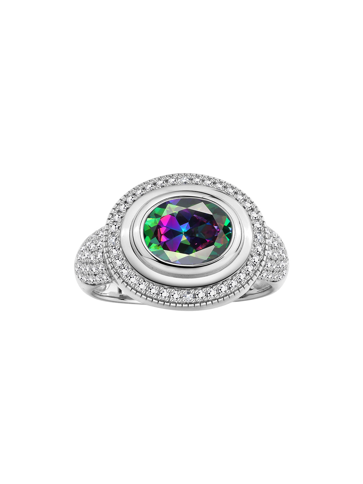 RYLOS 14K White Gold Classic Ring with 9X7MM Oval Gemstone & Sparkling Diamonds Elegant Gem Jewelry for Women Available in Sizes 5-13