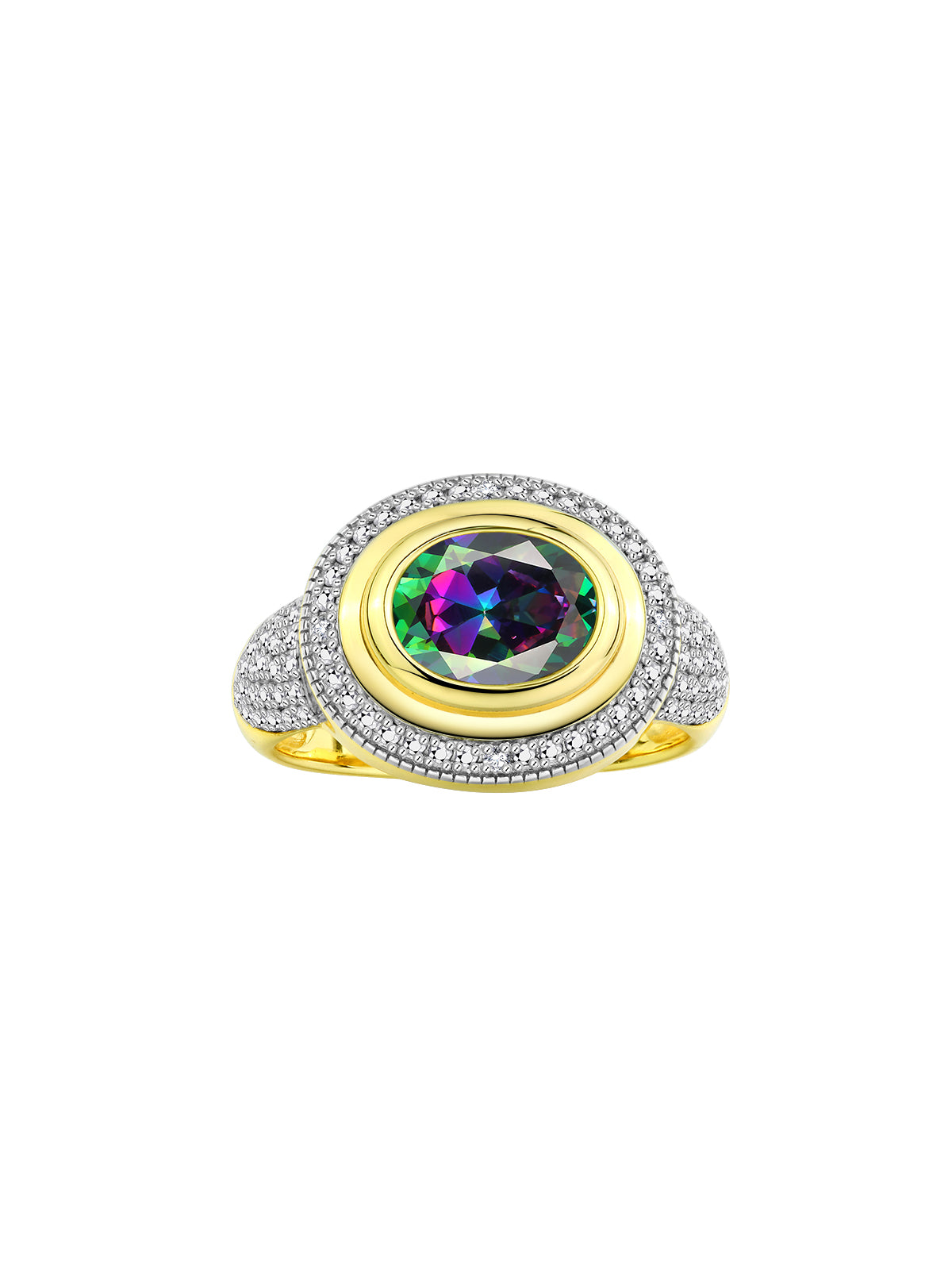 RYLOS Classic Ring with 9X7MM Oval Gemstone & Diamonds Radiant Color Stone Jewelry for Women in Yellow Gold Plated Silver Available in Sizes 5-13
