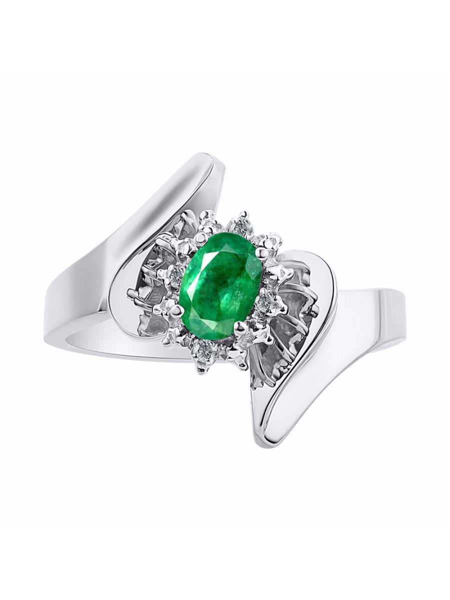 Rylos Floral Designer Ring with 6X4MM Oval Gemstone & Sparkling Diamonds in Sterling Silver- Birthstone Jewelry for Women - Available in Sizes 5 to 10 Embrace Elegance!