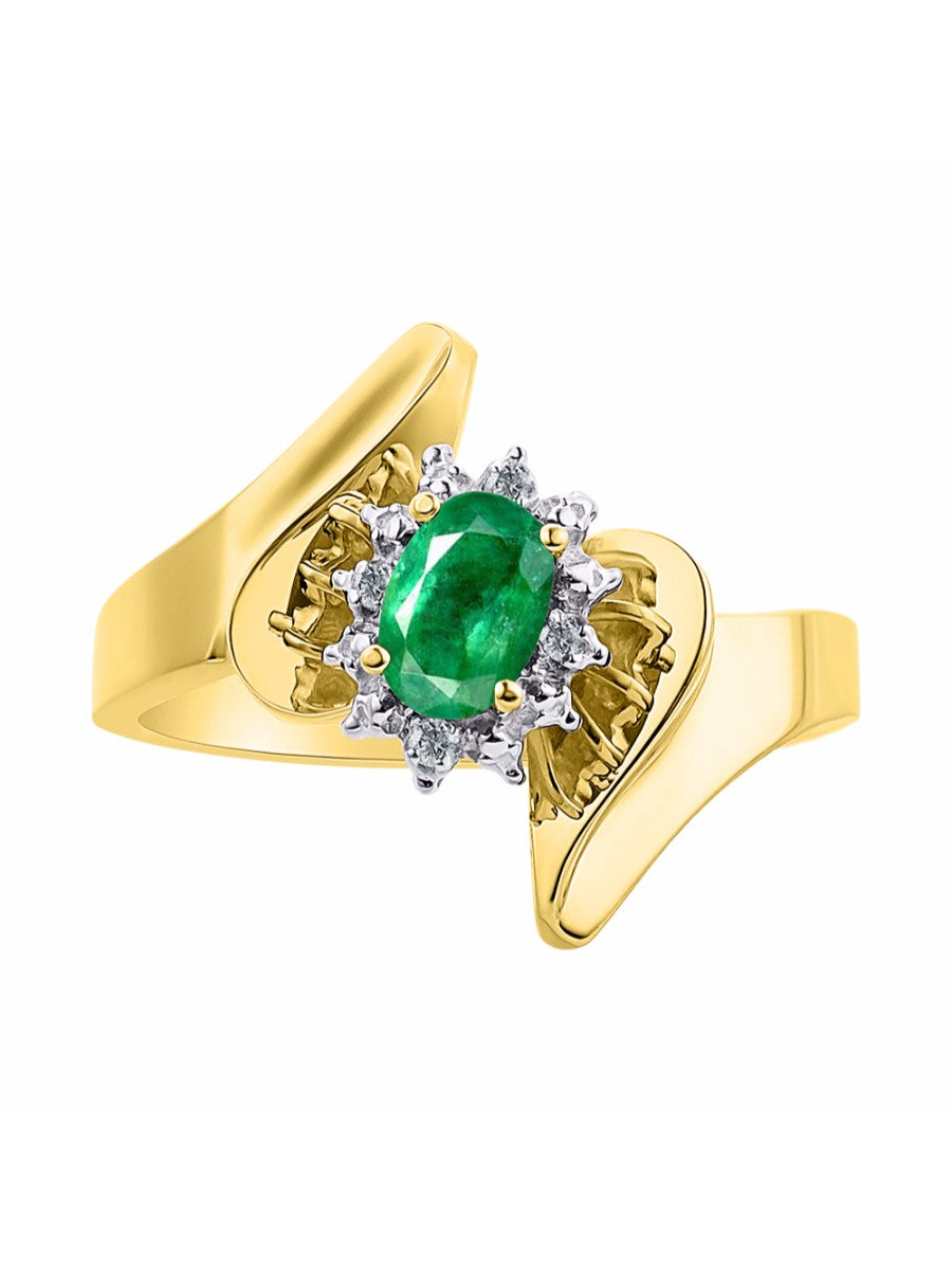 Rylos 14K Yellow Gold Floral Designer Ring with 6X4MM Oval Gemstone & Sparkling Diamonds - Birthstone Jewelry for Women - Available in Sizes 5 to 10 Embrace Elegance!