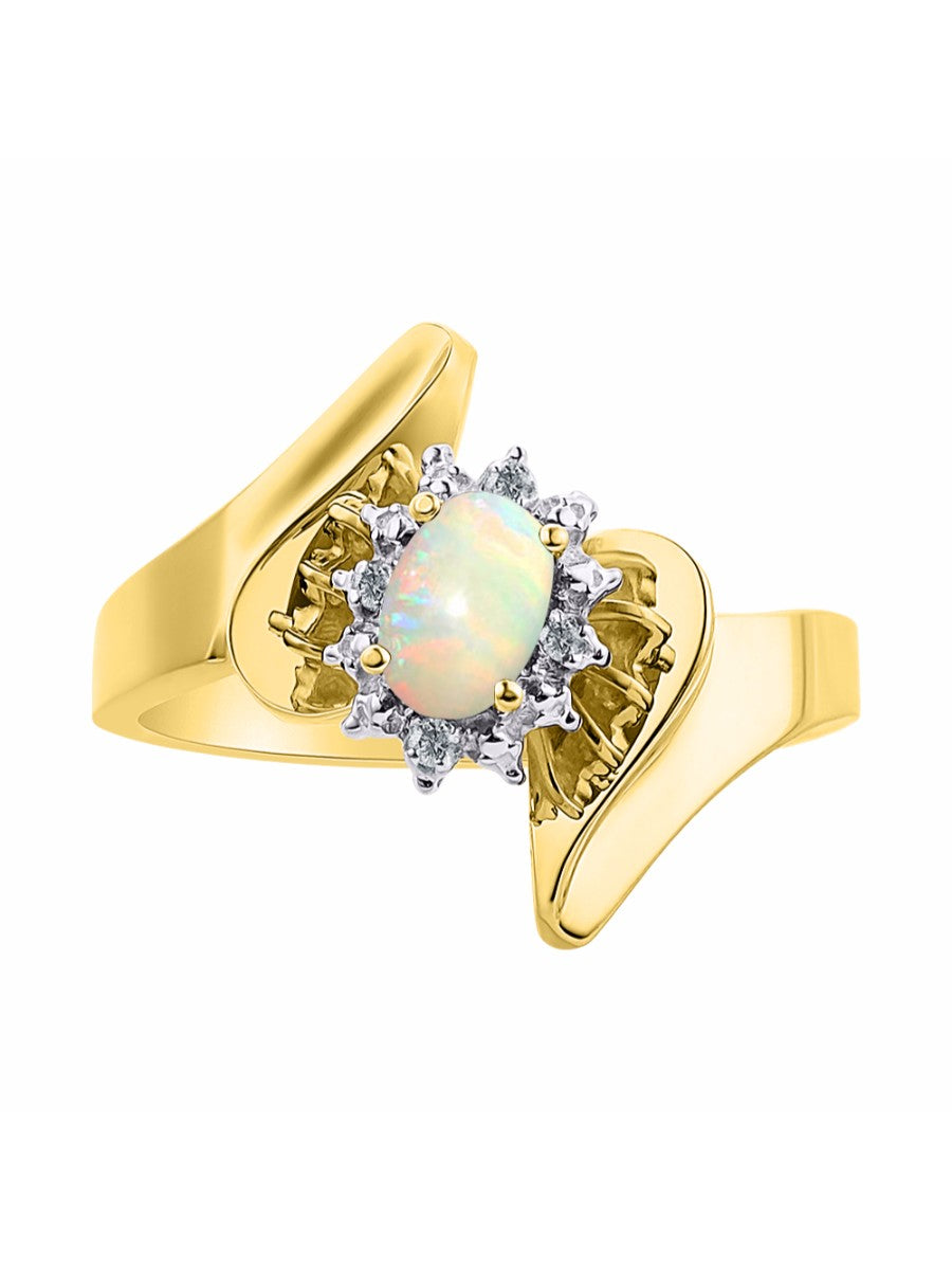 Rylos Floral Designer Ring with 6X4MM Oval Gemstone & Sparkling Diamonds in Yellow Gold Plated Silver- Birthstone Jewelry for Women - Available in Sizes 5 to 10 Embrace Elegance!