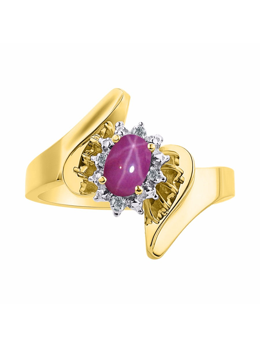 Rylos Floral Designer Ring with 6X4MM Oval Gemstone & Sparkling Diamonds in Yellow Gold Plated Silver- Birthstone Jewelry for Women - Available in Sizes 5 to 10 Embrace Elegance!