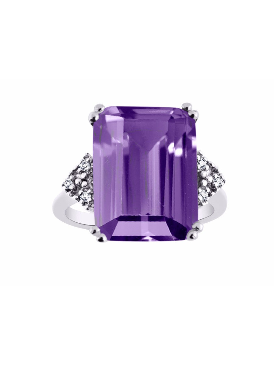 RYLOS Rings for Women Sterling Silver Designer 16X12MM Emerald Cut Gemstone & Diamond Ring Center Jewelry Sizes 5-13