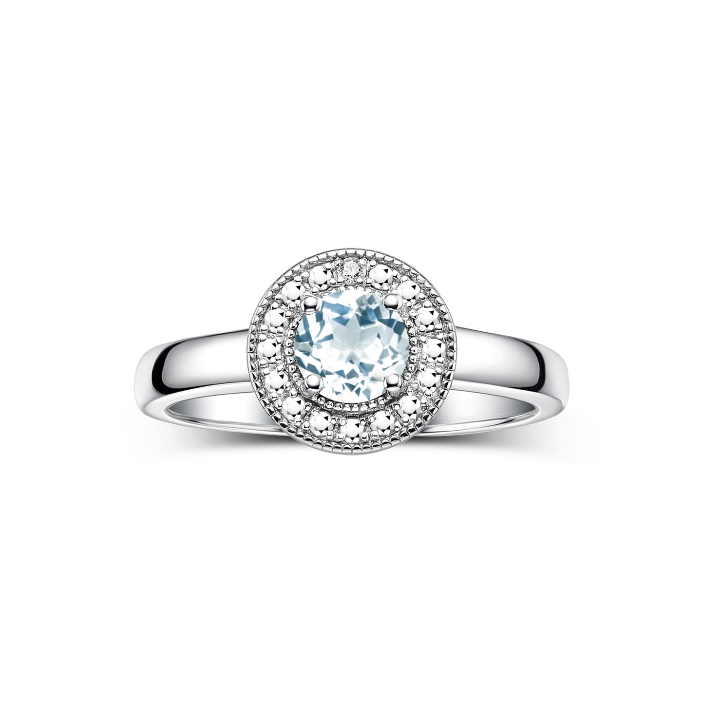 RYLOS  Halo Ring with Round 4MM Gemstone & Diamonds Elegant Birthstone Jewelry for Women in Sterling Silver Available in Sizes 5-8