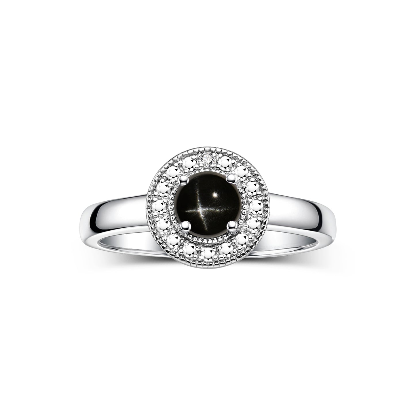 RYLOS  Halo Ring with Round 4MM Gemstone & Diamonds Elegant Birthstone Jewelry for Women in Sterling Silver Available in Sizes 5-8
