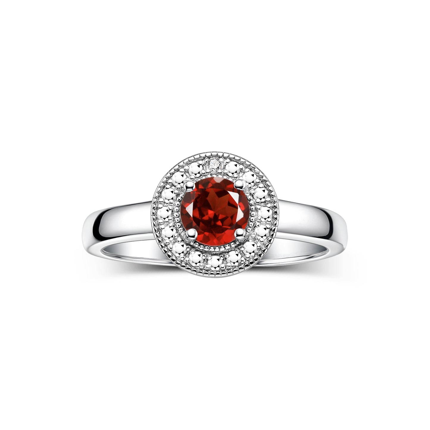 RYLOS  Halo Ring with Round 4MM Gemstone & Diamonds Elegant Birthstone Jewelry for Women in Sterling Silver Available in Sizes 5-8