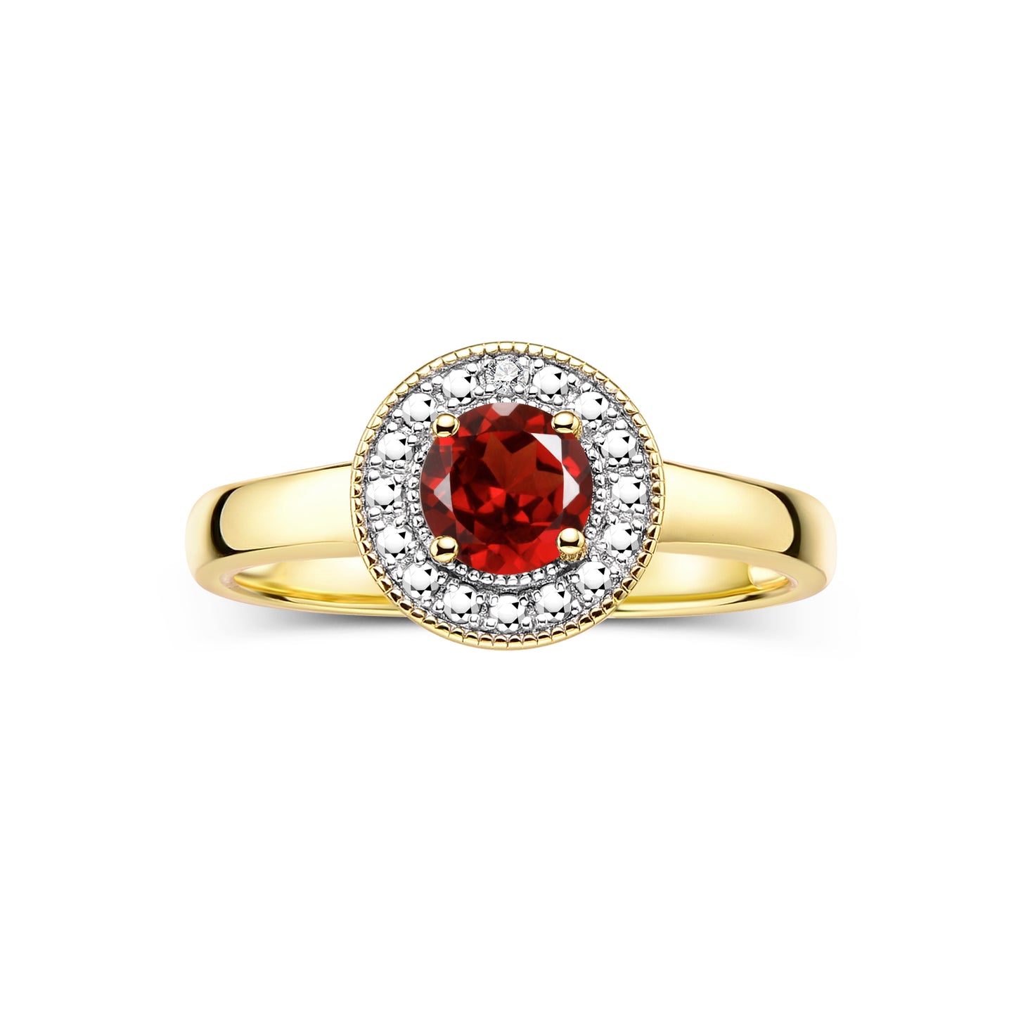 RYLOS 14K Yellow Gold Halo Ring with Round 4MM Gemstone & Diamonds Exquisite Color Stone Birthstone Jewelry for Women Available in Sizes 5-8