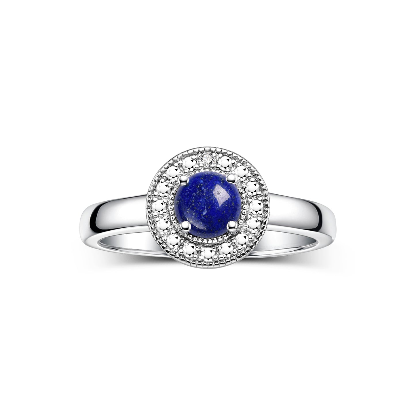 RYLOS  Halo Ring with Round 4MM Gemstone & Diamonds Elegant Birthstone Jewelry for Women in Sterling Silver Available in Sizes 5-8