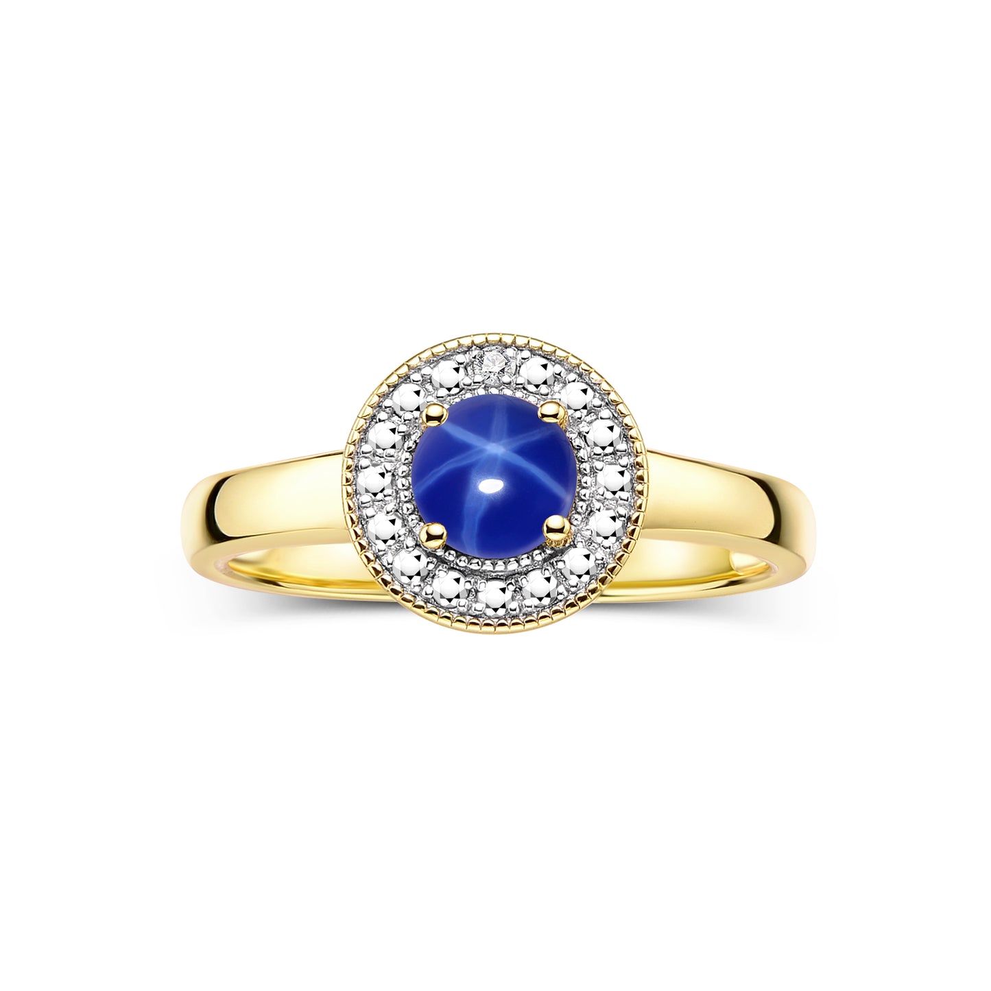 RYLOS 14K Yellow Gold Halo Ring with Round 4MM Gemstone & Diamonds Exquisite Color Stone Birthstone Jewelry for Women Available in Sizes 5-8