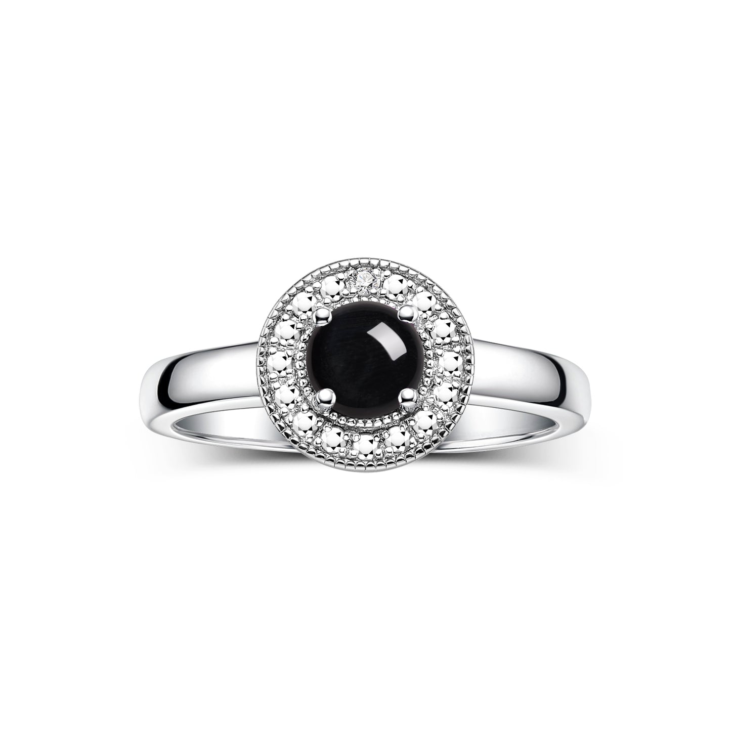 RYLOS  Halo Ring with Round 4MM Gemstone & Diamonds Elegant Birthstone Jewelry for Women in Sterling Silver Available in Sizes 5-8