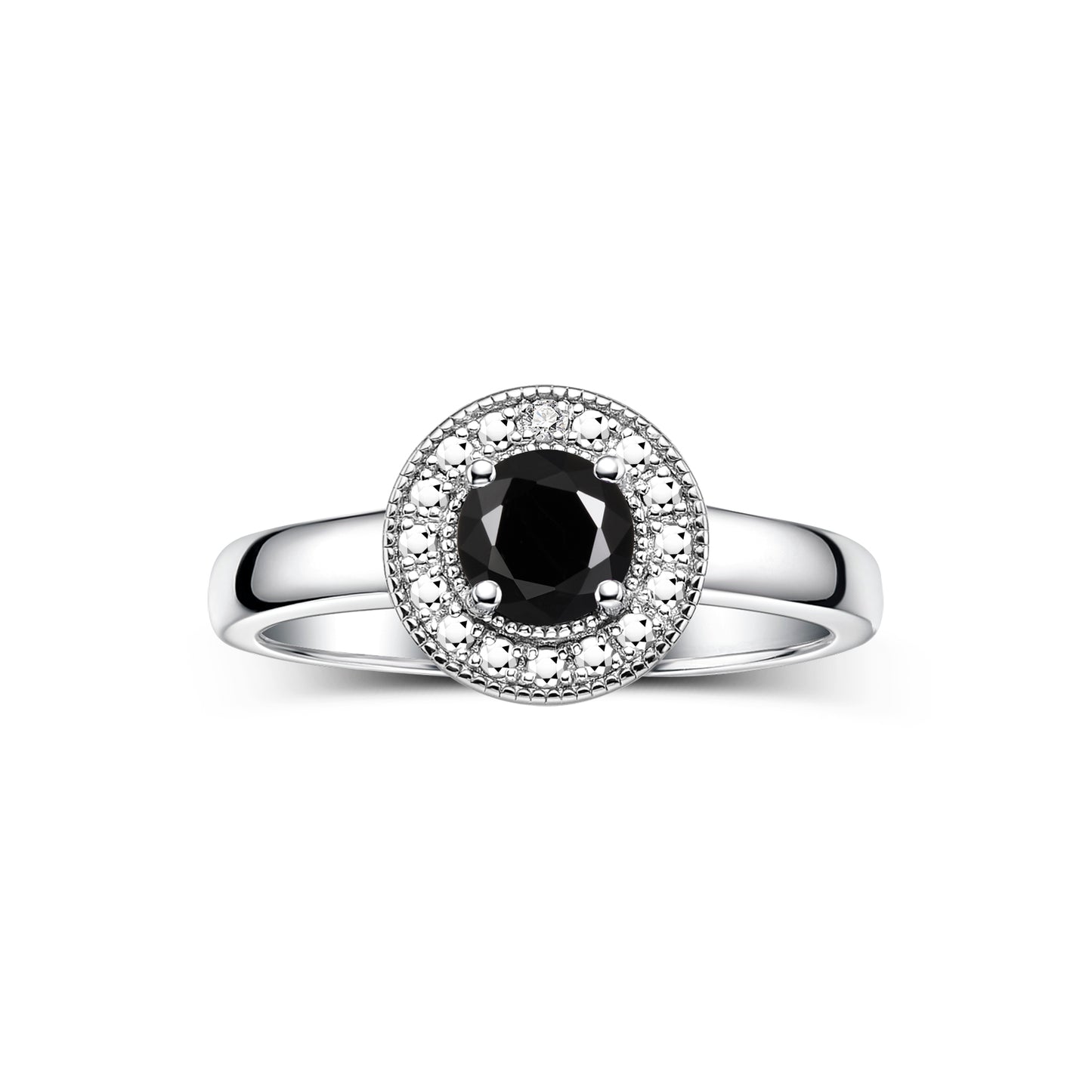 RYLOS  Halo Ring with Round 4MM Gemstone & Diamonds Elegant Birthstone Jewelry for Women in Sterling Silver Available in Sizes 5-8