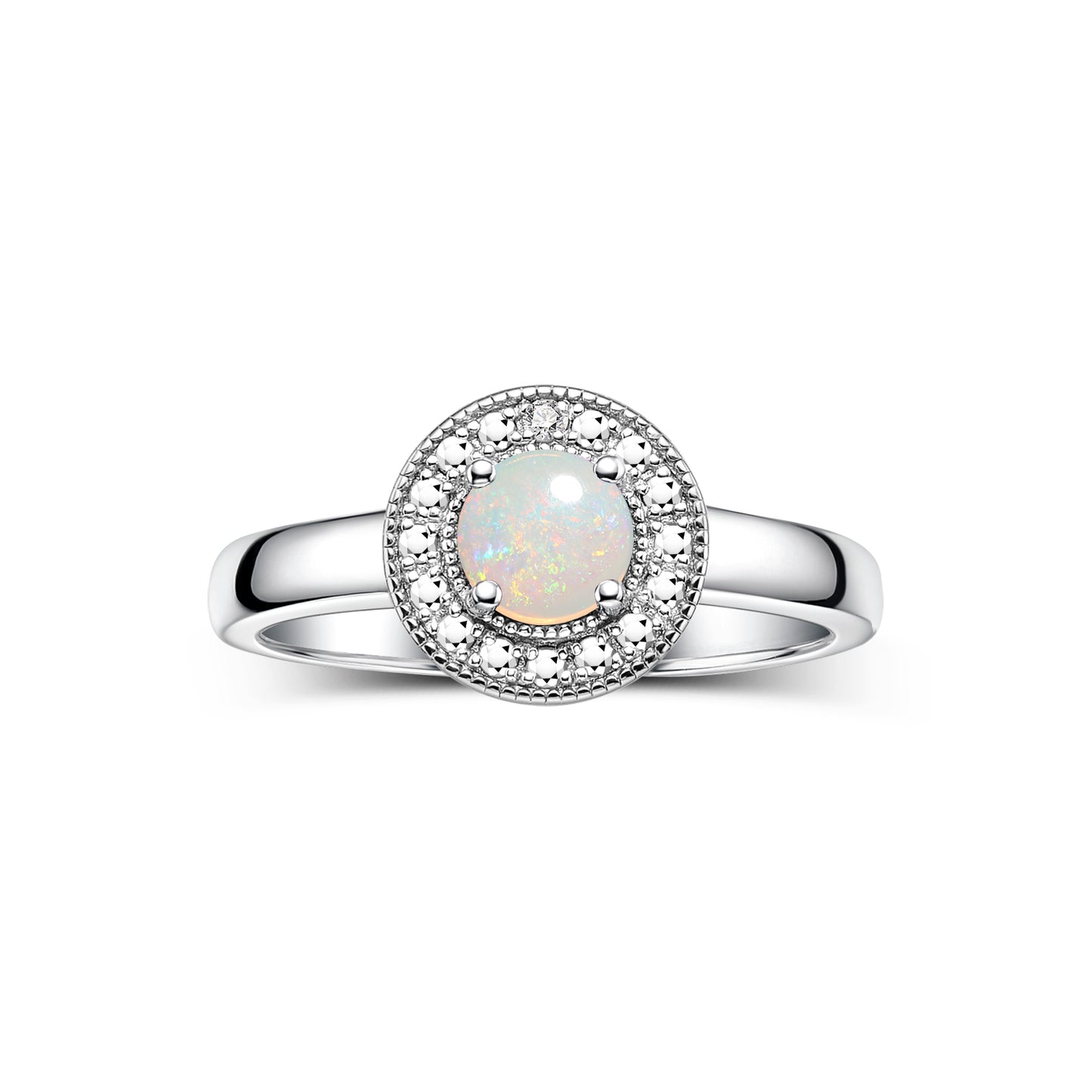 RYLOS  Halo Ring with Round 4MM Gemstone & Diamonds Elegant Birthstone Jewelry for Women in Sterling Silver Available in Sizes 5-8