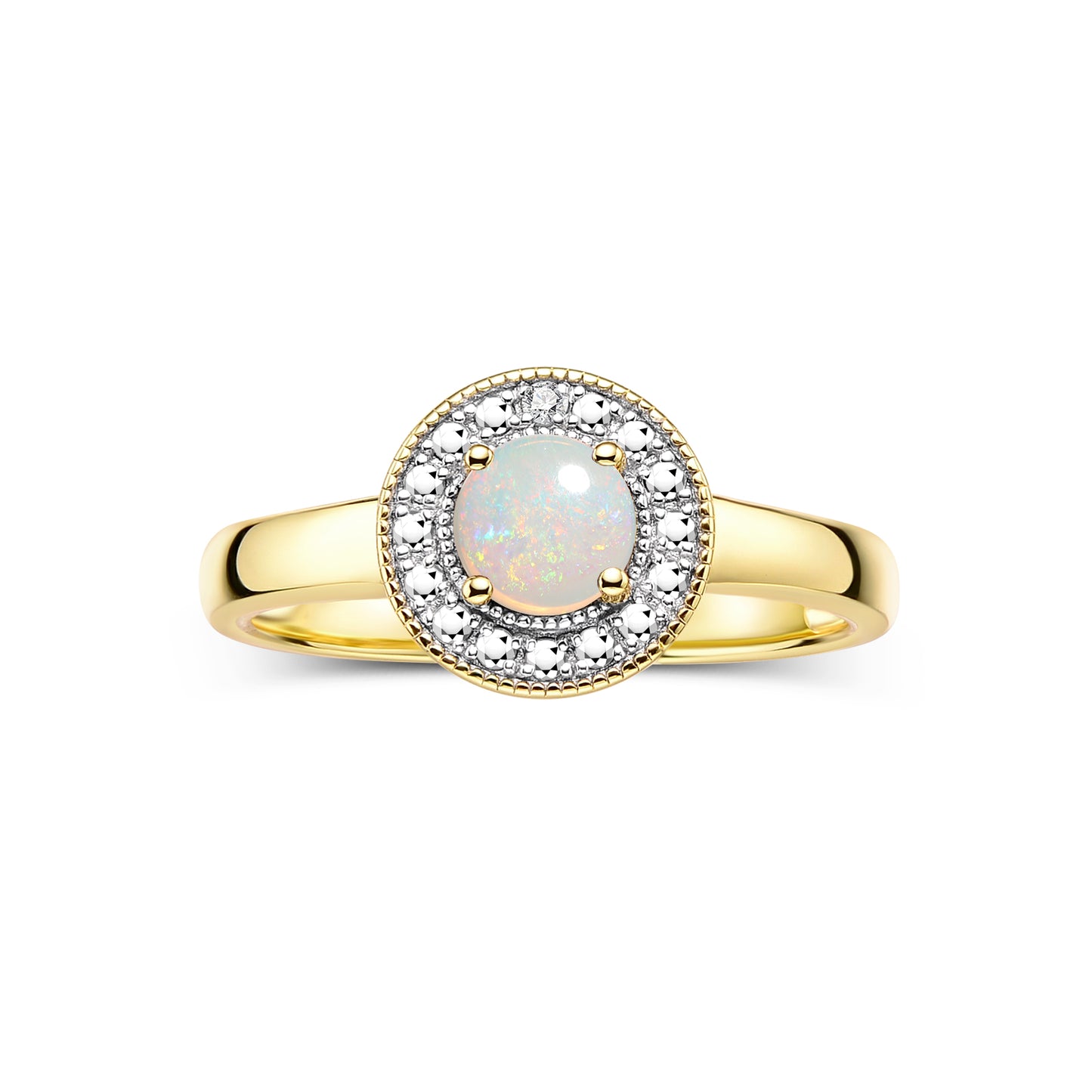 RYLOS 14K Yellow Gold Halo Ring with Round 4MM Gemstone & Diamonds Exquisite Color Stone Birthstone Jewelry for Women Available in Sizes 5-8