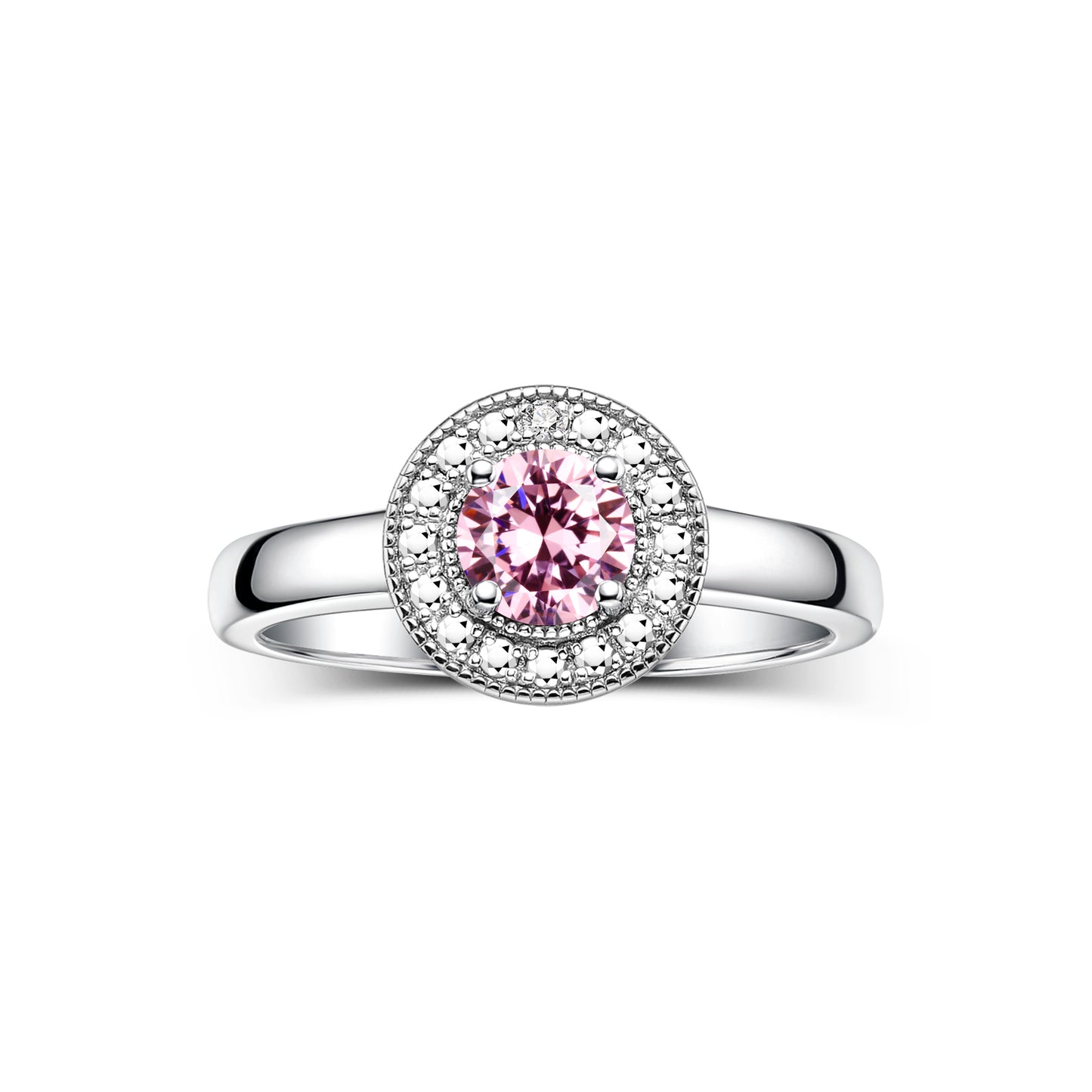 RYLOS  Halo Ring with Round 4MM Gemstone & Diamonds Elegant Birthstone Jewelry for Women in Sterling Silver Available in Sizes 5-8