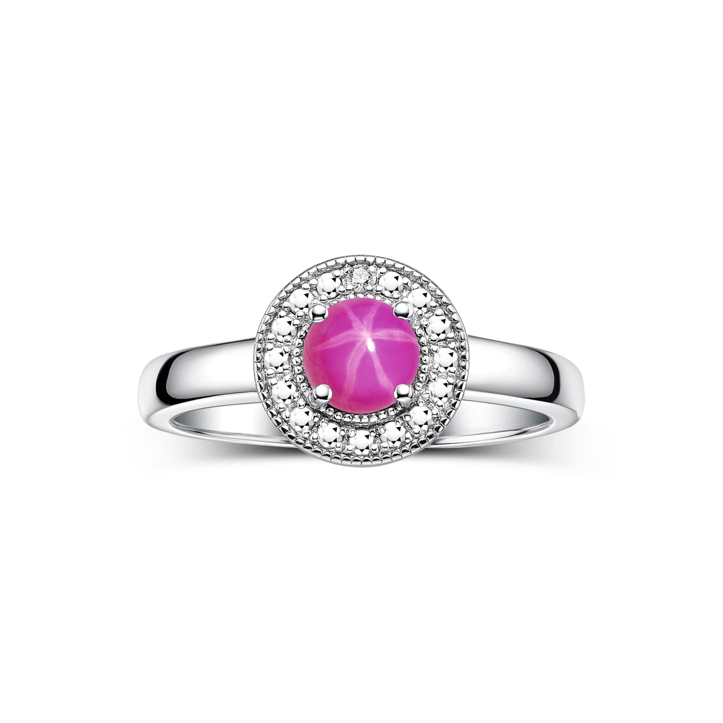 RYLOS  Halo Ring with Round 4MM Gemstone & Diamonds Elegant Birthstone Jewelry for Women in Sterling Silver Available in Sizes 5-8