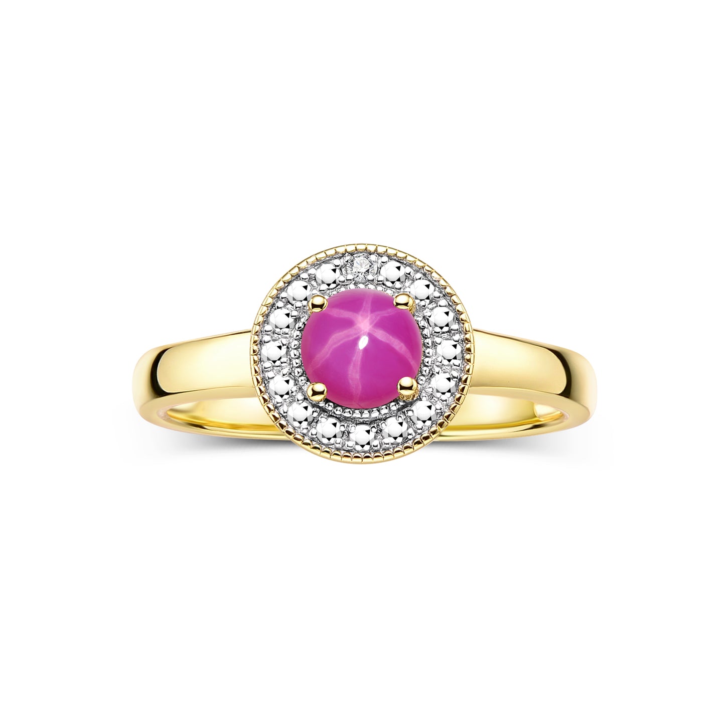 RYLOS 14K Yellow Gold Halo Ring with Round 4MM Gemstone & Diamonds Exquisite Color Stone Birthstone Jewelry for Women Available in Sizes 5-8