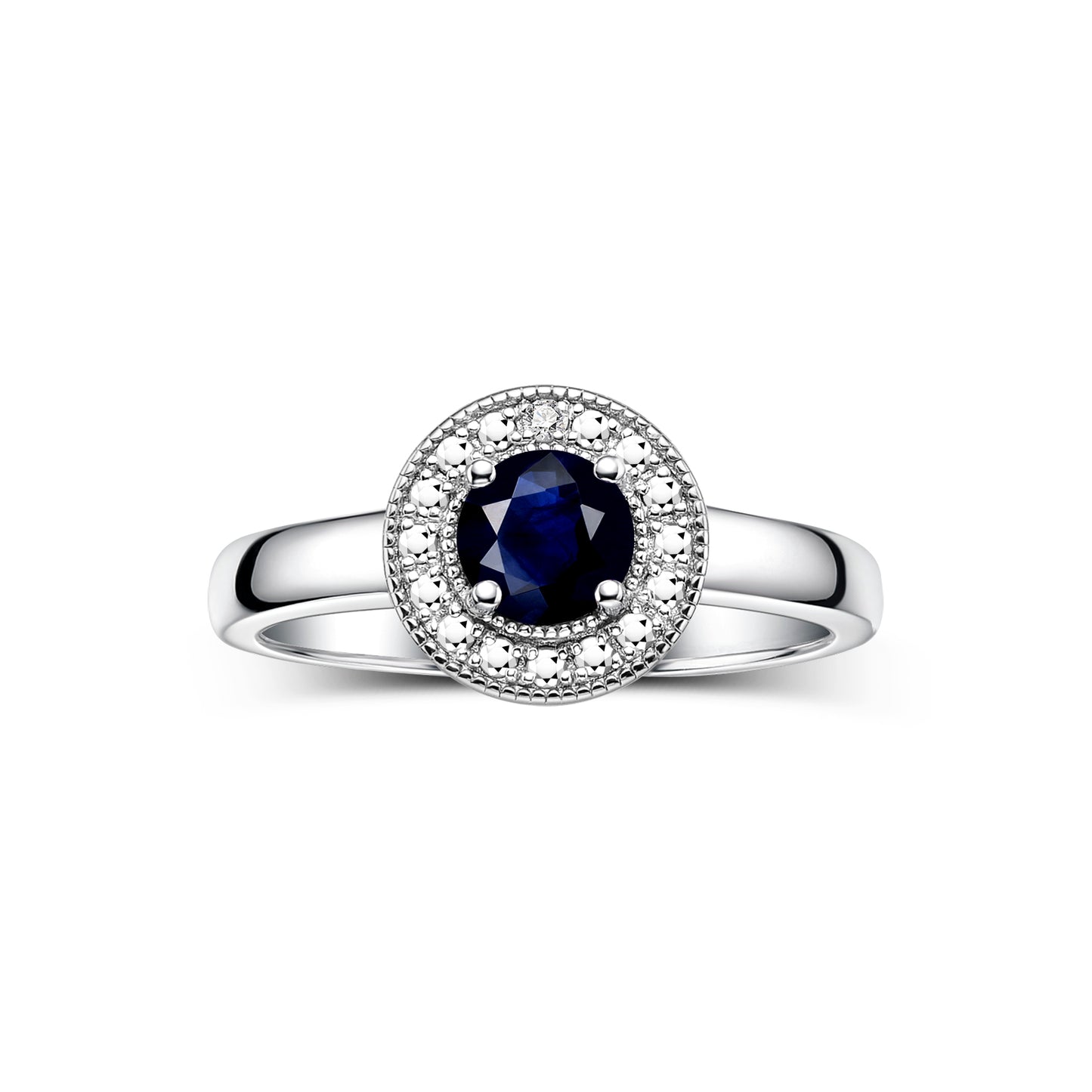 RYLOS  Halo Ring with Round 4MM Gemstone & Diamonds Elegant Birthstone Jewelry for Women in Sterling Silver Available in Sizes 5-8