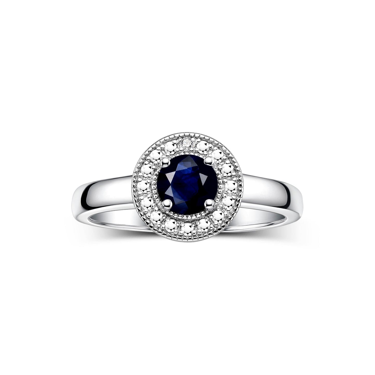 RYLOS 14K White Gold Halo Ring with Round 4MM Gemstone & Diamonds Exquisite Color Stone Birthstone Jewelry for Women Available in Sizes 5-10