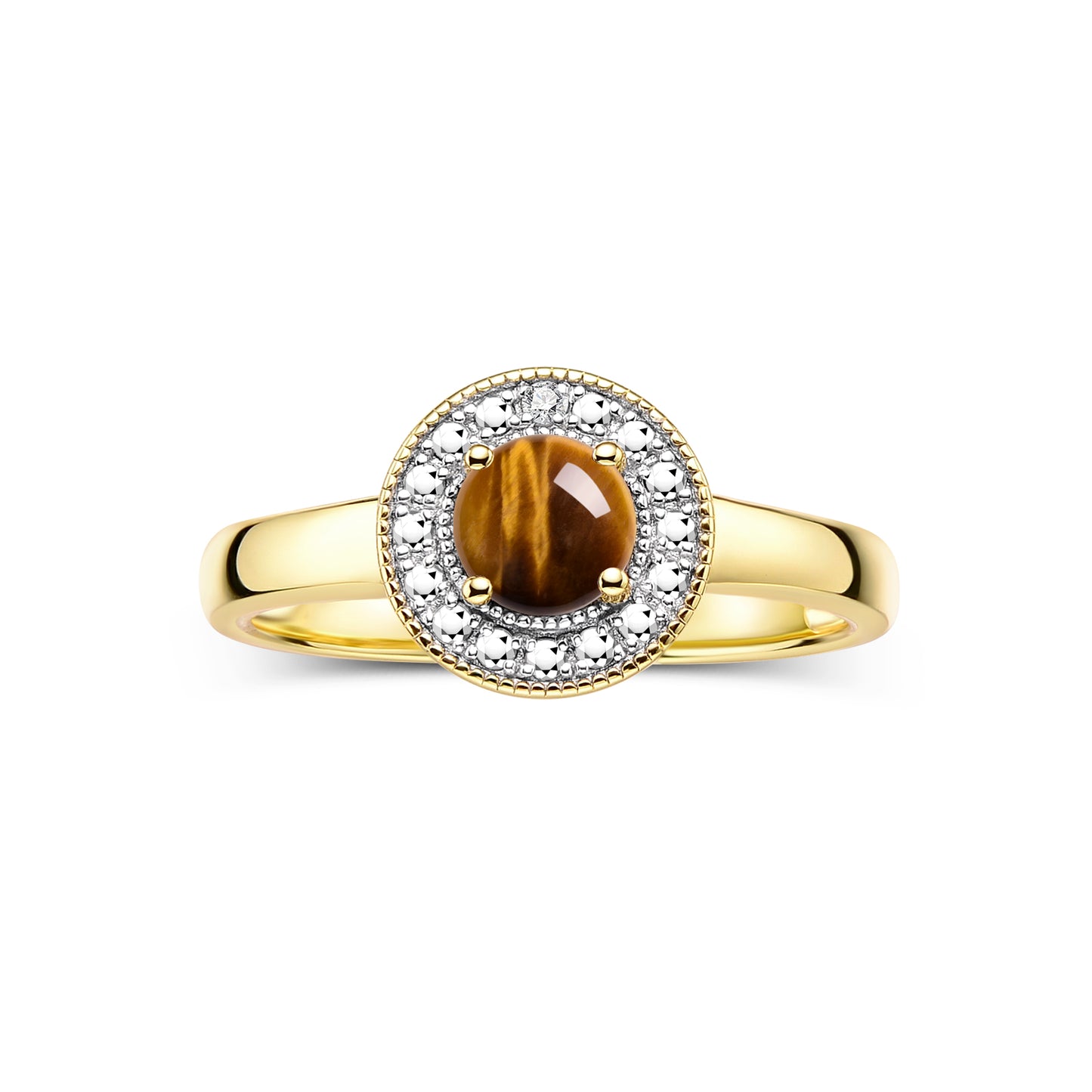 RYLOS 14K Yellow Gold Halo Ring with Round 4MM Gemstone & Diamonds Exquisite Color Stone Birthstone Jewelry for Women Available in Sizes 5-8