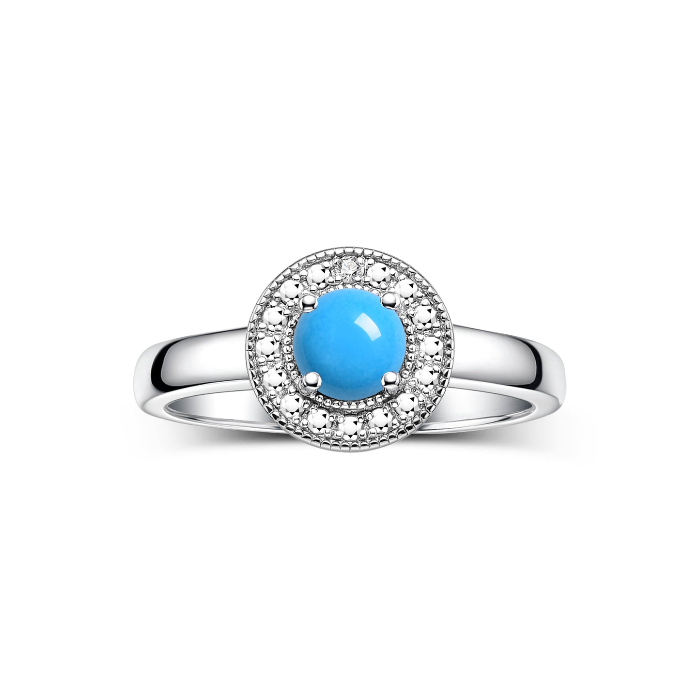 RYLOS  Halo Ring with Round 4MM Gemstone & Diamonds Elegant Birthstone Jewelry for Women in Sterling Silver Available in Sizes 5-8