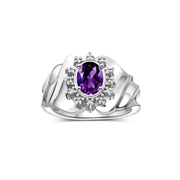 RYLOS Ring with Oval 7X5MM Gemstone & Diamonds – Radiant Sterling Silver Birthstone Jewelry for Women – Available in Sizes 5-10