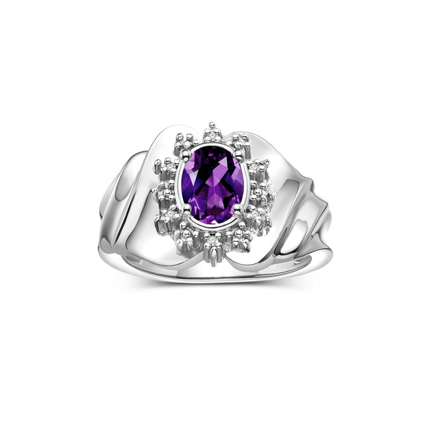 RYLOS Ring with Oval 7X5MM Gemstone & Diamonds – Radiant Sterling Silver Birthstone Jewelry for Women – Available in Sizes 5-10