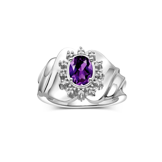 RYLOS Ring with Oval 7X5MM Gemstone & Sparkling Diamonds – Radiant Sterling Silver Birthstone Jewelry for Women – Available in Sizes 5-8