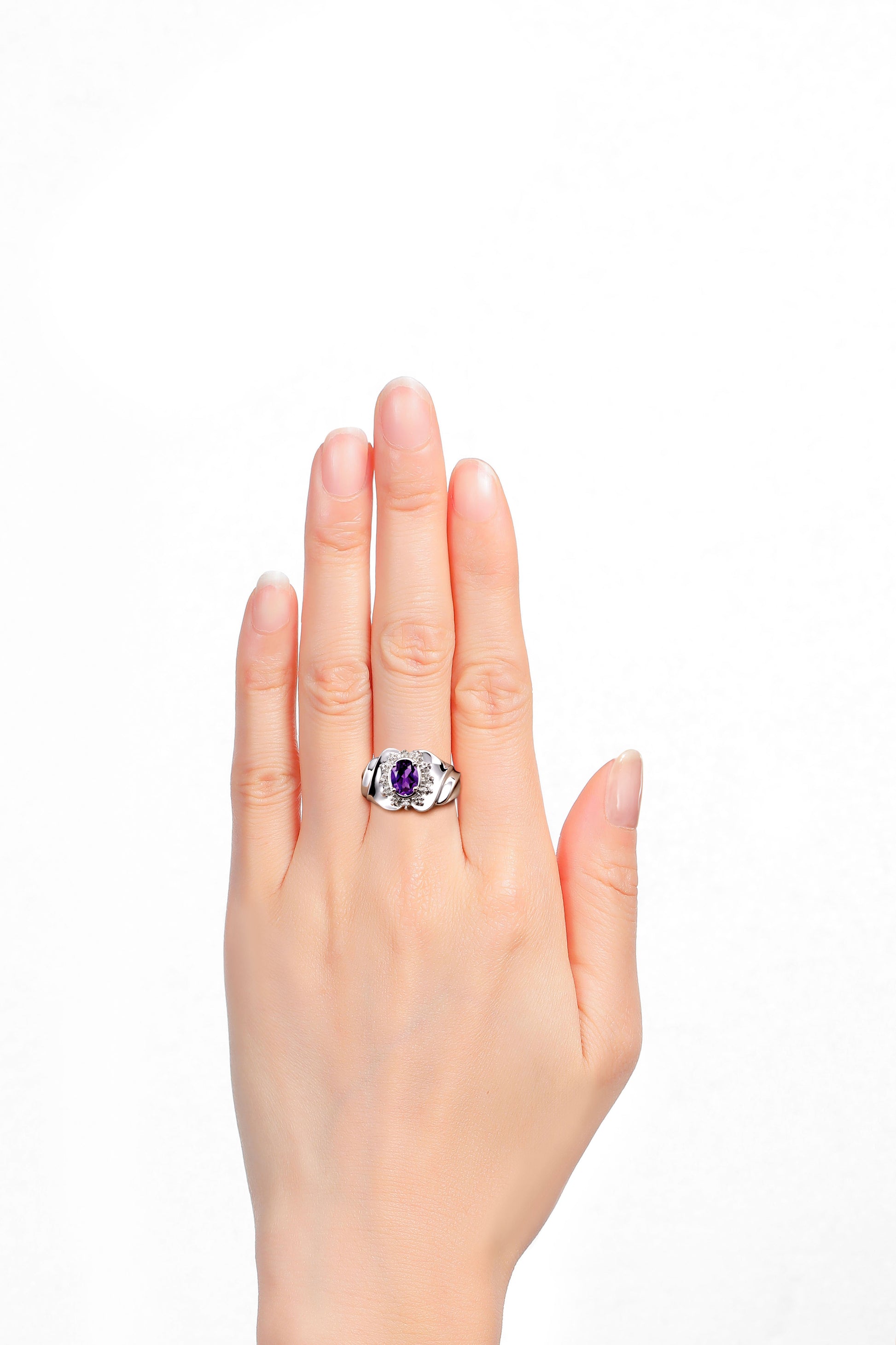 RYLOS 14K White Gold Ring with Oval 7X5MM Gemstone & Diamonds – Radiant Birthstone Jewelry for Women – Available in Sizes 5-10