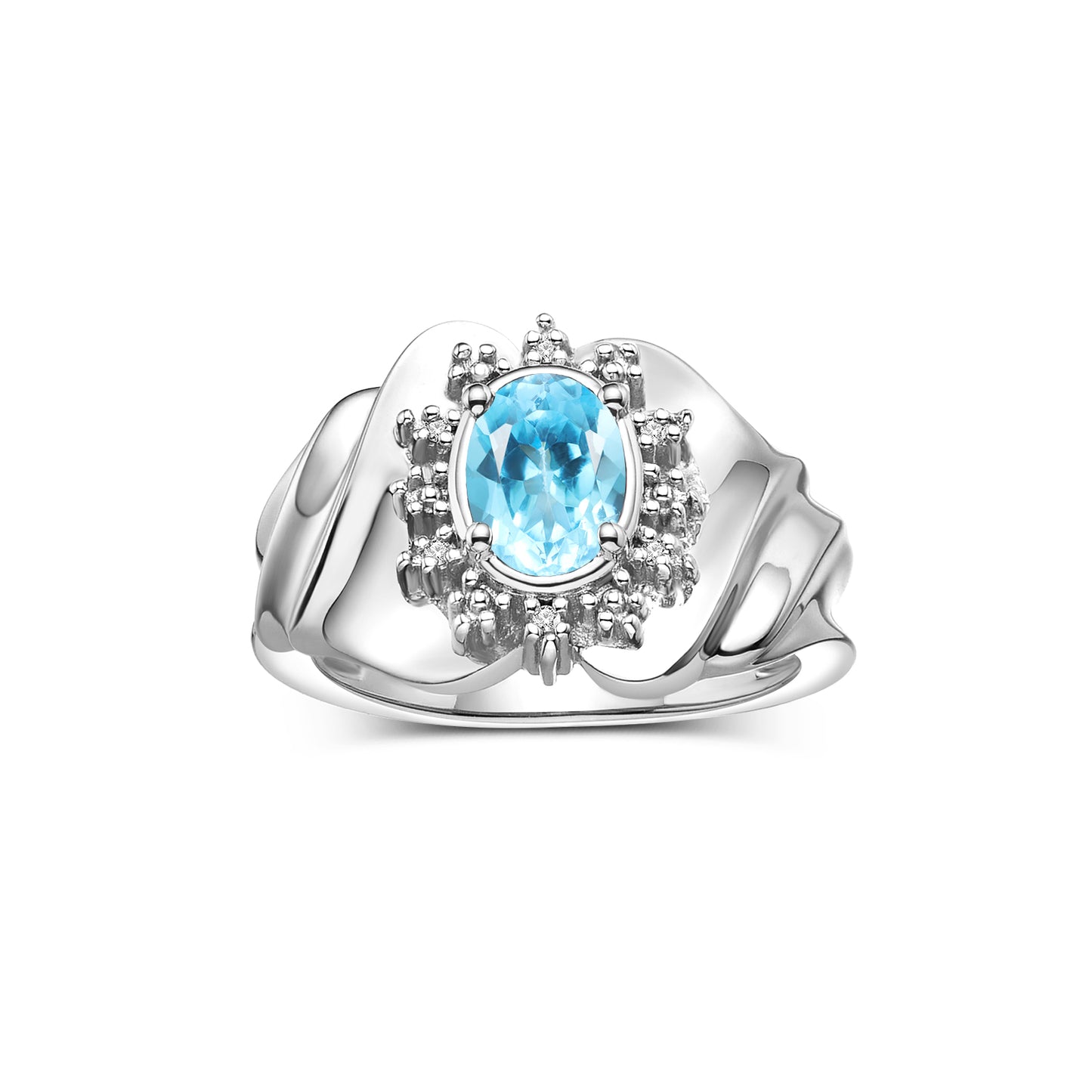 RYLOS Ring with Oval 7X5MM Gemstone & Sparkling Diamonds – Radiant Sterling Silver Birthstone Jewelry for Women – Available in Sizes 5-8