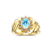 Blue Topaz / Yellow Gold Plated Silver / 9