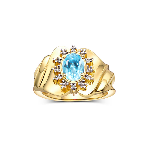 Blue Topaz / Yellow Gold Plated Silver / 9