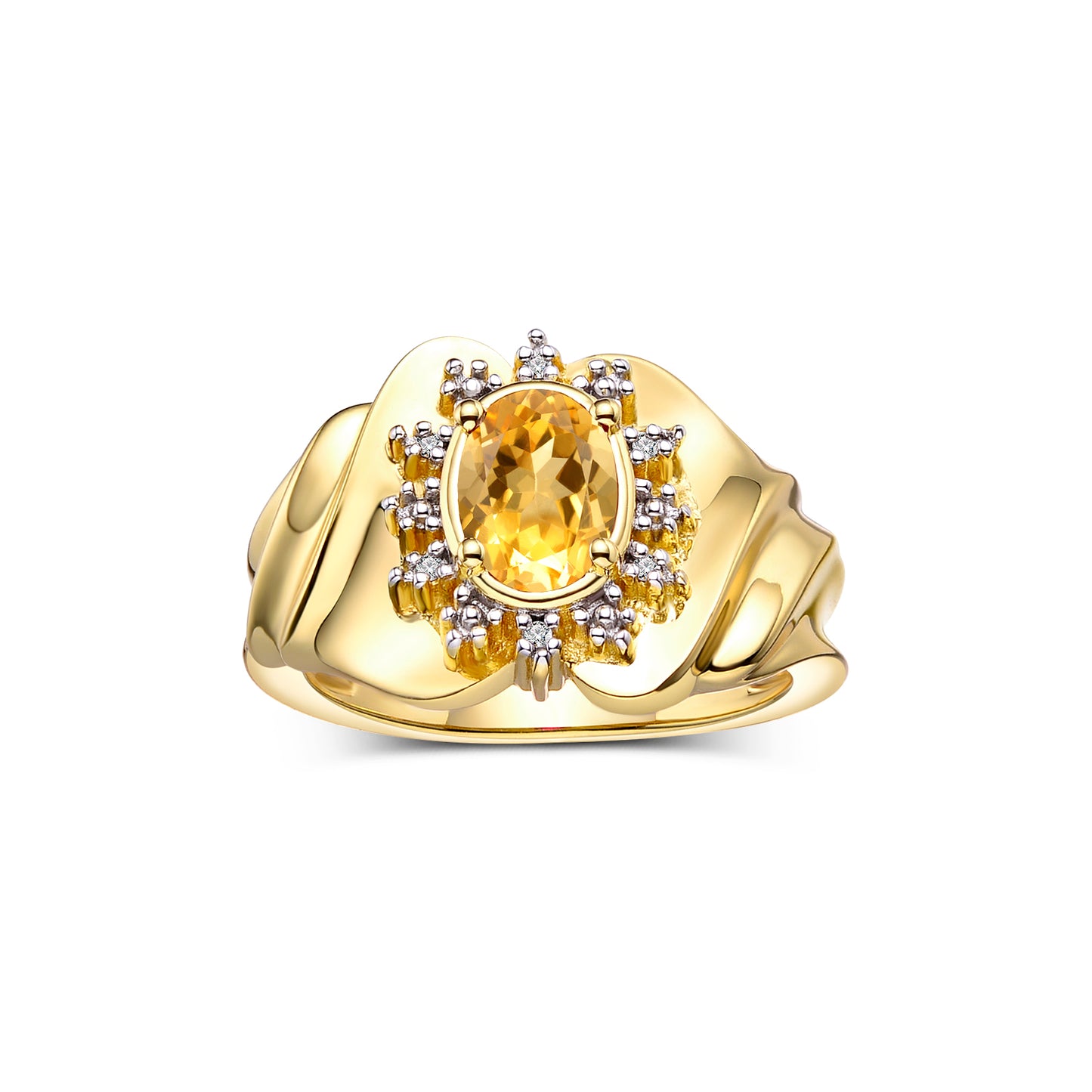 RYLOS 14K Yellow Gold Ring with Oval 7X5MM Gemstone & Sparkling Diamonds – Radiant Birthstone Jewelry for Women – Available in Sizes 5-8