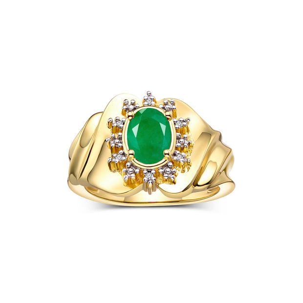 Emerald / Yellow Gold Plated Silver / 9