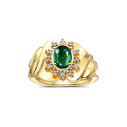 Green Sapphire / Yellow Gold Plated Silver / 9