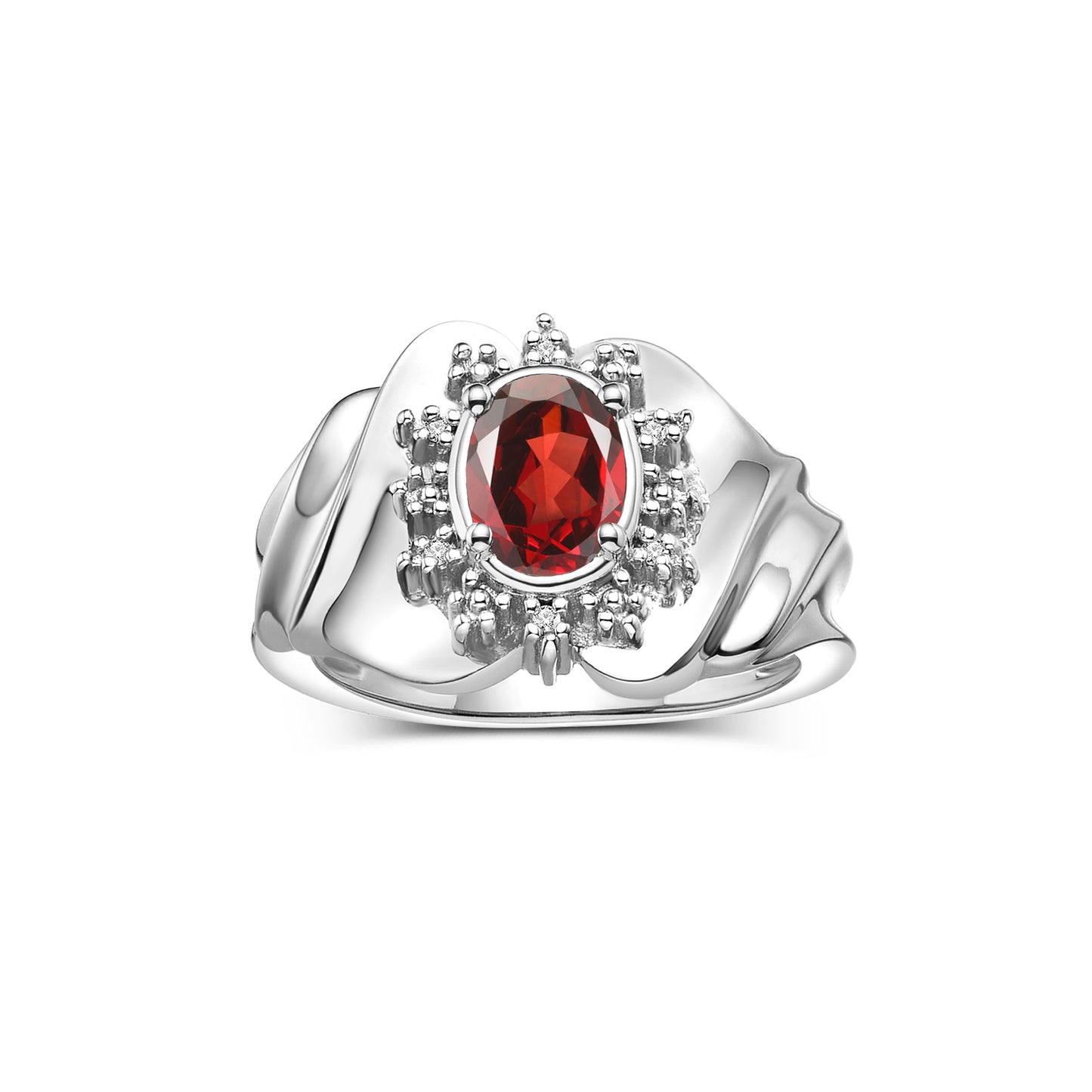 RYLOS 14K White Gold Ring with Oval 7X5MM Gemstone & Sparkling Diamonds – Radiant Birthstone Jewelry for Women – Available in Sizes 5-8