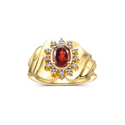 Garnet / Yellow Gold Plated Silver / 9