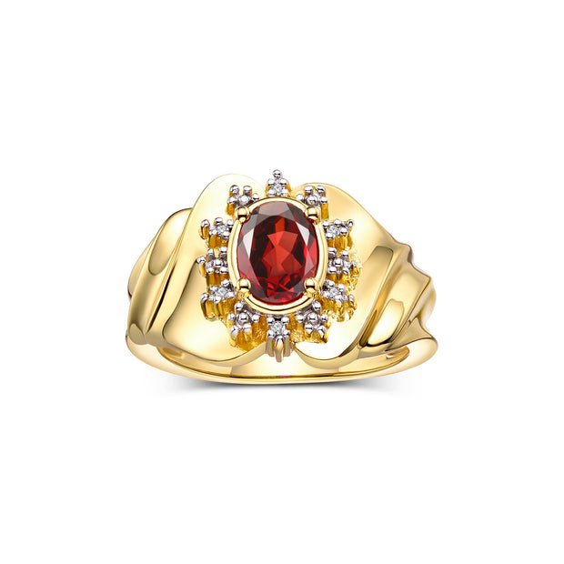 Garnet / Yellow Gold Plated Silver / 9