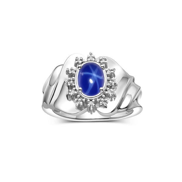 Blue Star Sapphire / Sterling Silver / 9