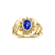 Blue Star Sapphire / Yellow Gold Plated Silver / 9