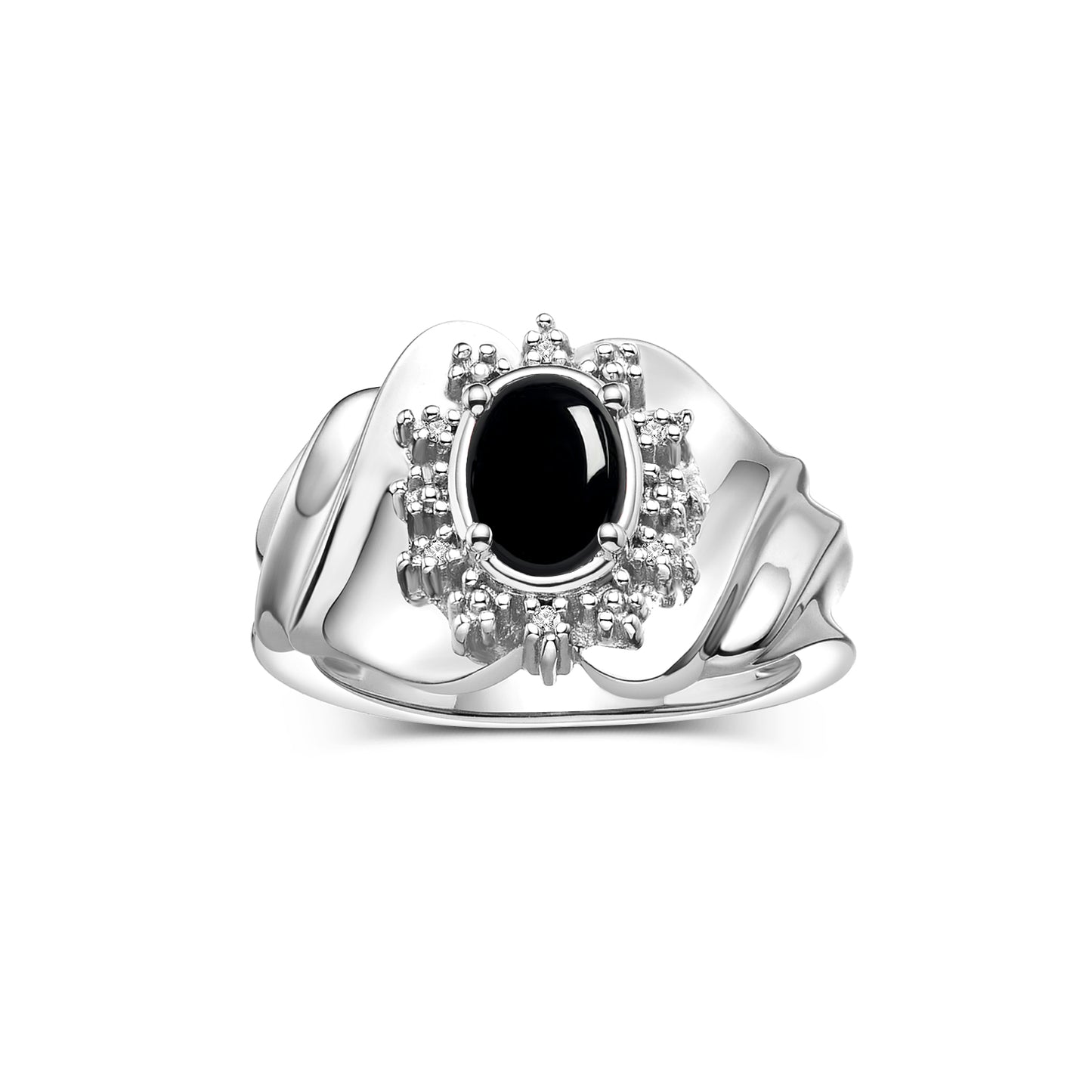 RYLOS 14K White Gold Ring with Oval 7X5MM Gemstone & Sparkling Diamonds – Radiant Birthstone Jewelry for Women – Available in Sizes 5-8
