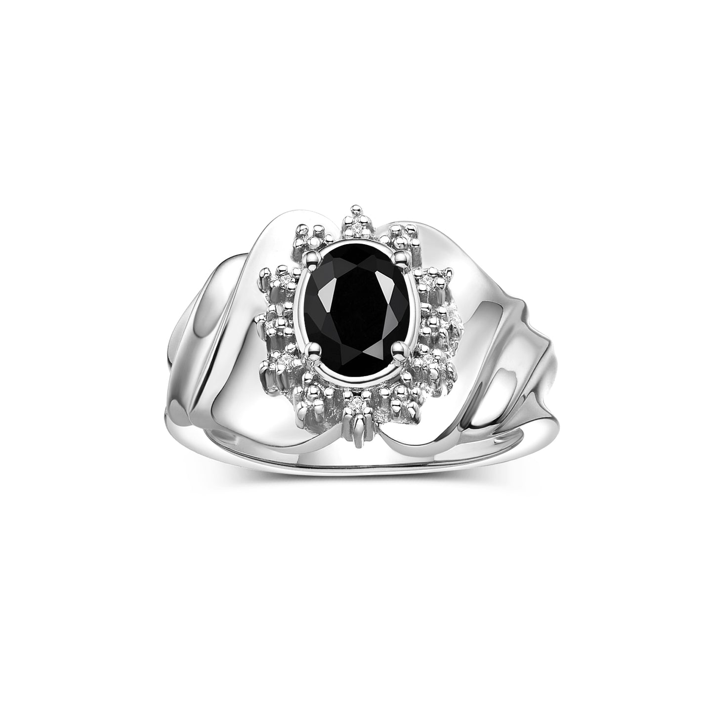 RYLOS 14K White Gold Ring with Oval 7X5MM Gemstone & Sparkling Diamonds – Radiant Birthstone Jewelry for Women – Available in Sizes 5-8