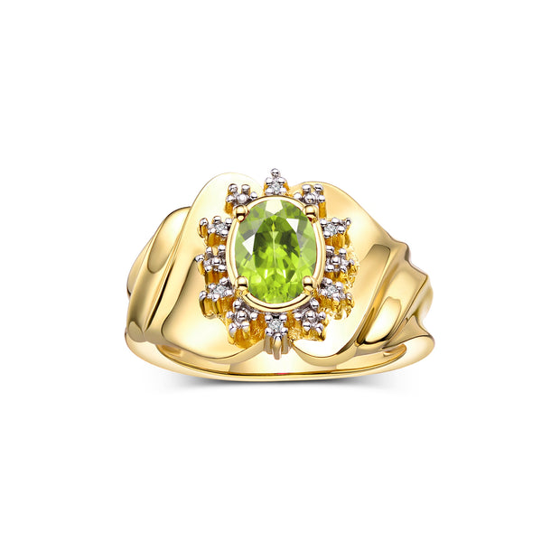 Peridot / Yellow Gold Plated Silver / 9