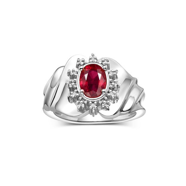 RYLOS Rings for Women Silver Ring with Oval 7X5MM Gemstone &  Diamonds July Ruby Jewelry  Size 9