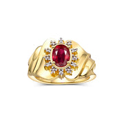 RYLOS Rings for Women 14K Gold Plated Silver Ring with Oval 7X5MM Gemstone &  Diamonds July Ruby Jewelry Girls Size 9