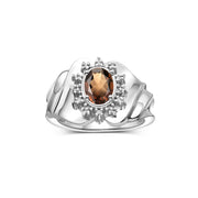 RYLOS Rings for Women Silver Ring with Oval 7X5MM Gemstone &  Diamonds June Smoky Quartz Jewelry  Size 9