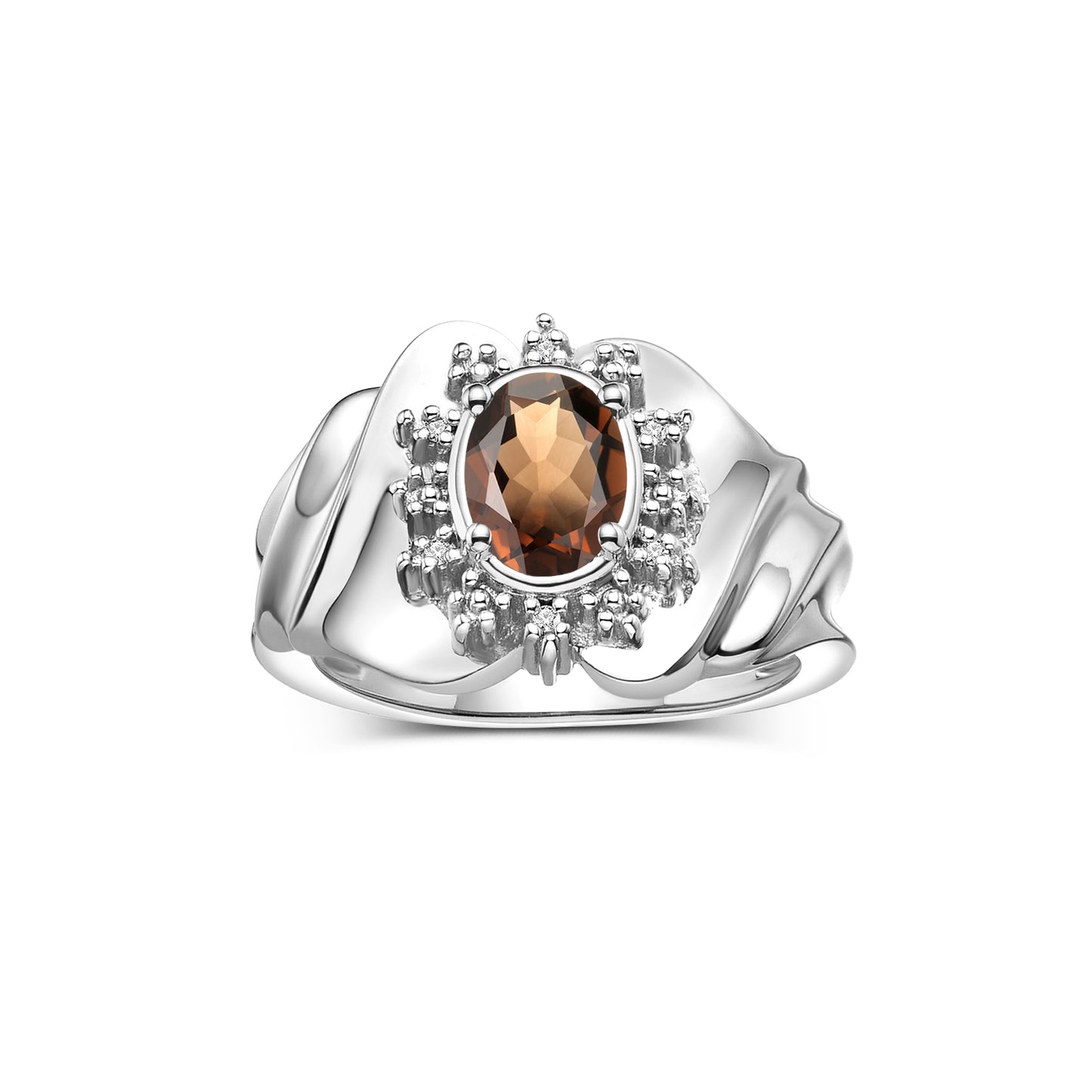 RYLOS Ring with Oval 7X5MM Gemstone & Sparkling Diamonds – Radiant Sterling Silver Birthstone Jewelry for Women – Available in Sizes 5-8