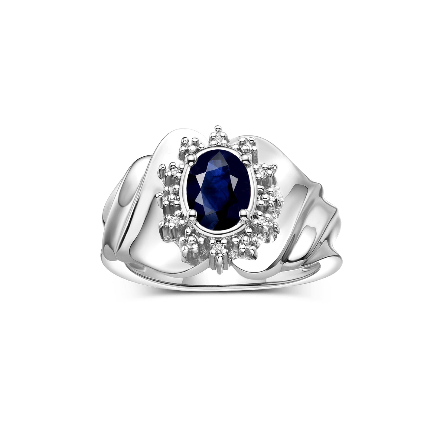 RYLOS 14K White Gold Ring with Oval 7X5MM Gemstone & Sparkling Diamonds – Radiant Birthstone Jewelry for Women – Available in Sizes 5-8