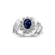 RYLOS Rings for Women Silver Ring with Oval 7X5MM Gemstone &  Diamonds September Sapphire Jewelry Size 9