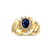 RYLOS Rings for Women 14K Gold Plated Silver Ring with Oval 7X5MM Gemstone &  Diamonds September Sapphire Jewelry Size 9